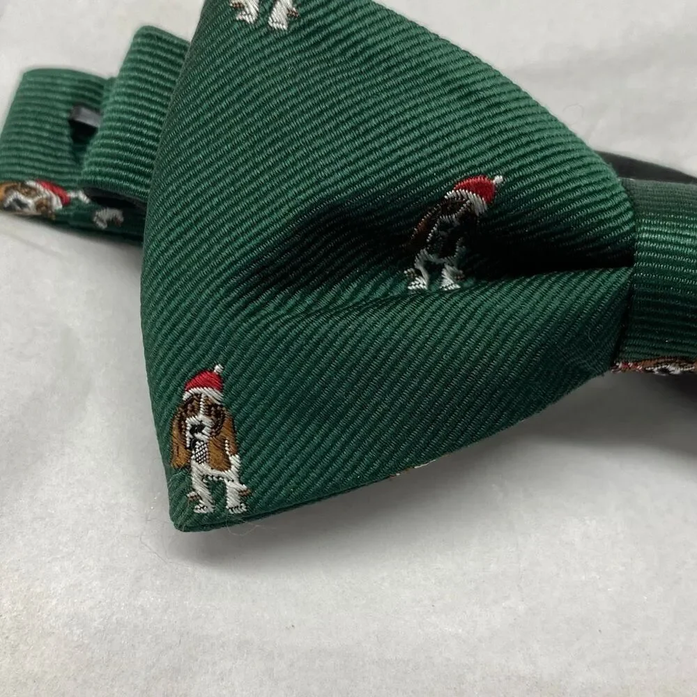 Tommy Hilfiger Bow Tie Holiday Christmas Dogs Basset Hound Green
